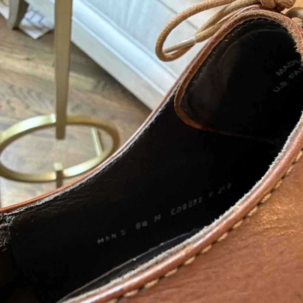 Cole Haan Oxford Brown Leather Apron Split Round Toe Lace Up Shoes Size 9.5M